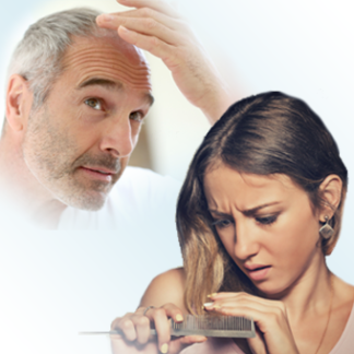 Homme et femme atteints de chute de cheveux que le complément alimentaire HAIR LTHY Complex permet de traiter naturellement